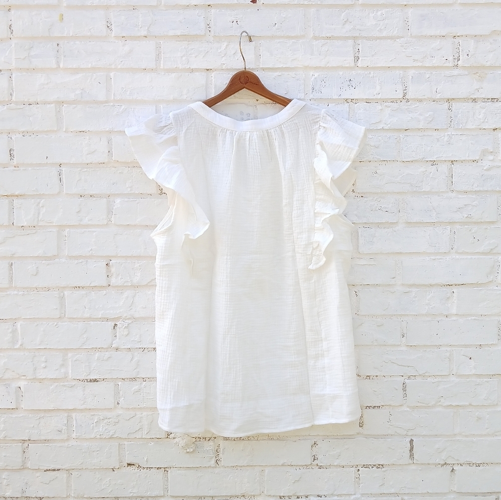 Andree By Unit White Flutter Sleeve Top 1X - image 6